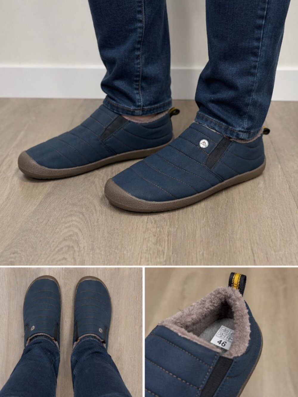 Men’s Insulated Slip-On Shoes Blue Fleece Lined EU 46 Comfort Casual